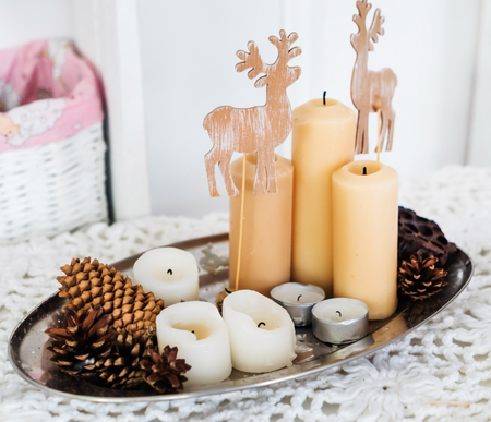 Christmas candlesの写真素材