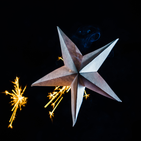 holiday star on black backgroundの写真素材