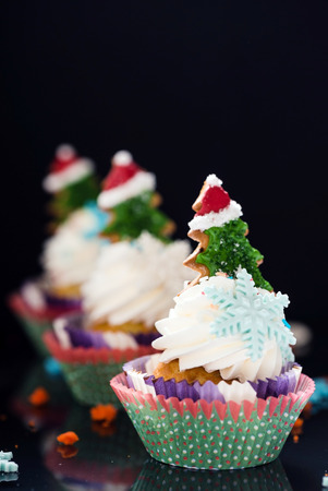 Christmas cupcakesの写真素材