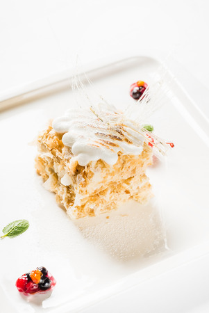 Napoleon cake with berriesの写真素材