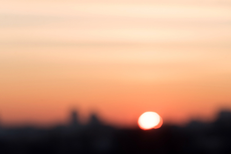 sunset over cityの写真素材