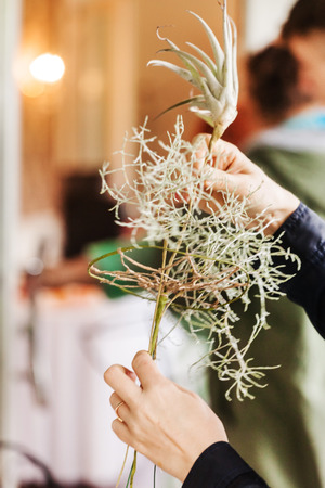 florist making bouquteの写真素材