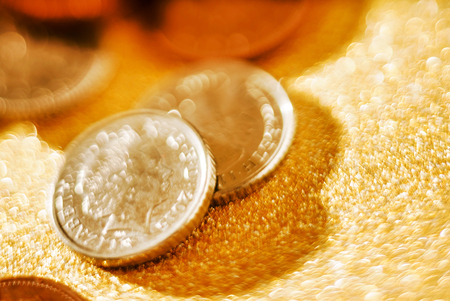 British Pound coins currencyの写真素材