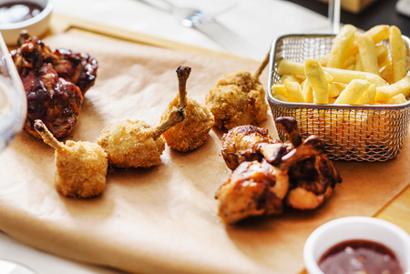 chicken with french friesの写真素材