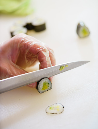 chef making sushiの写真素材