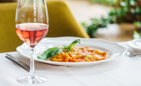 ravioli with tomato sauceの写真素材