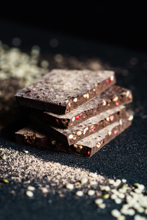 raw chocolate with quinoa and berries,の写真素材