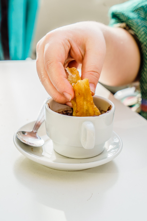 churros con chocolateの写真素材