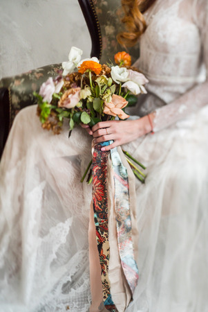 nice bride with flowersの写真素材