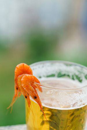 shrimps and beerの写真素材
