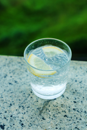water with lemonの写真素材
