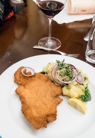 Weiner Schnitzel with Potatoesの写真素材
