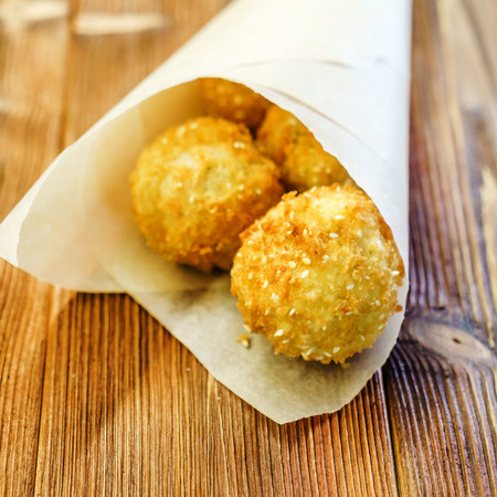 Arancini - fried rice ballsの写真素材