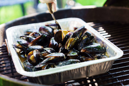 grilled musselsの写真素材