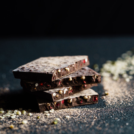 raw chocolate with quinoa and berries,の写真素材