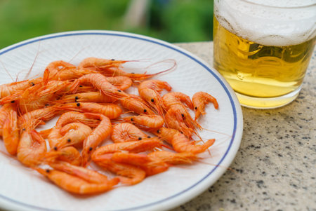 plate with shrimps