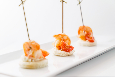 canape on the Christmas tableの写真素材