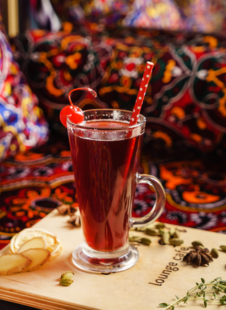 winter drink with cherryの写真素材
