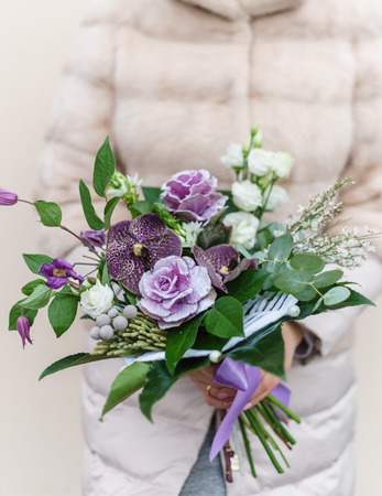 nice bouquet in the handsの写真素材