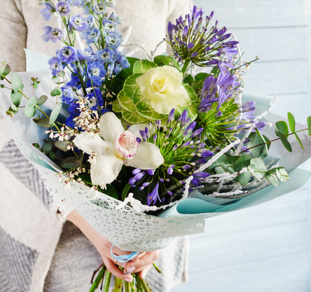 nice bouquet in the handsの写真素材