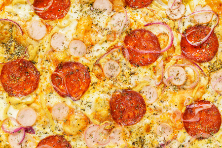 pizza with salamiの写真素材