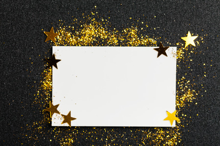 empty card with golden starsの写真素材