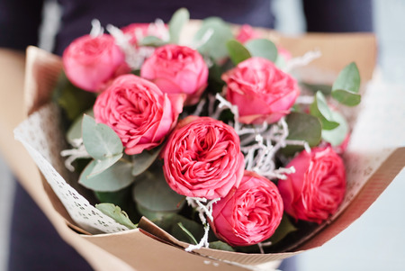 nice bouquet in the handsの写真素材