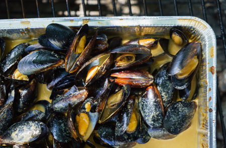 grilled mussels with herbs
