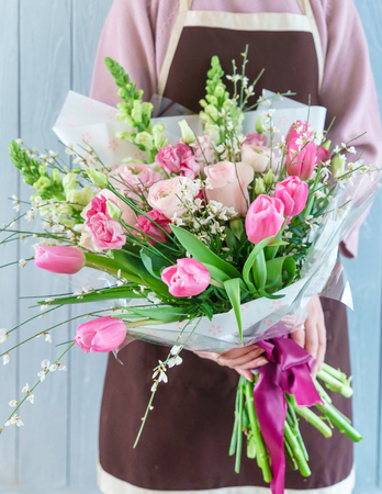 nice bouquet in the handsの写真素材