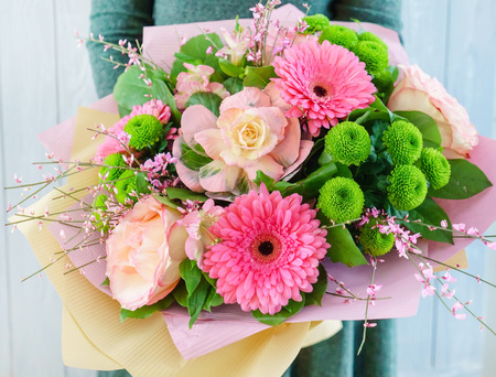 nice bouquet in the handsの写真素材