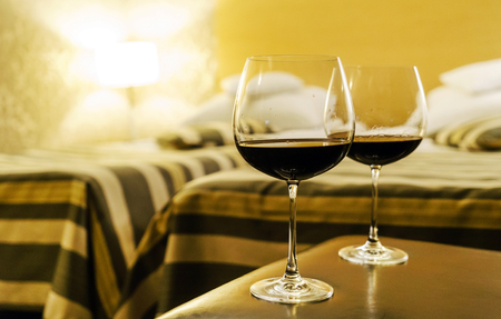 glasses of red wineの写真素材