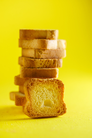toasts on the yellow backgroundの写真素材