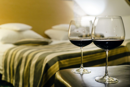 glasses of red wineの写真素材