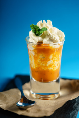 dessert with whipped creamの写真素材