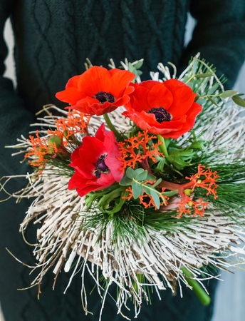 nice bouquet in the handsの写真素材