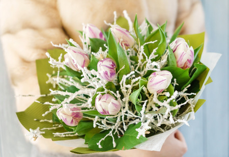 nice bouquet in the handsの写真素材