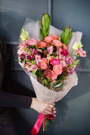 nice bouquet in the handsの写真素材