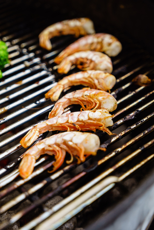 grilled shrimps with vegetablesの写真素材