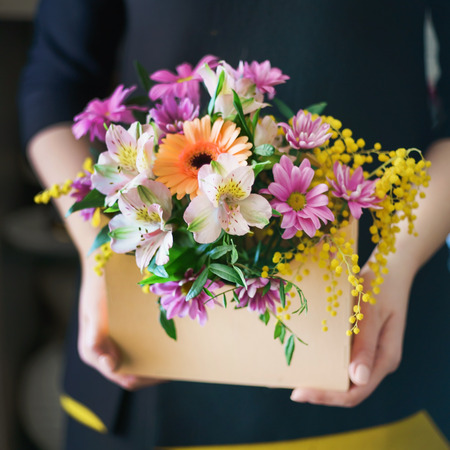 nice bouquet in the handsの写真素材