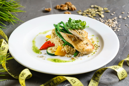 quiona with chicken filletの写真素材