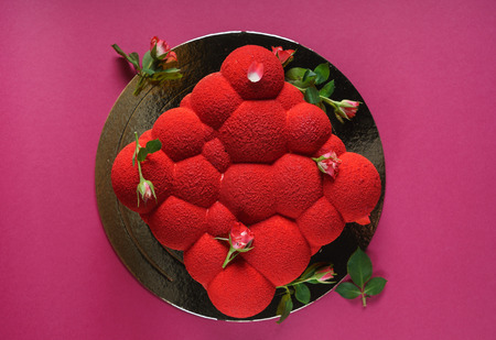 creative cake with fruits and berriesの写真素材