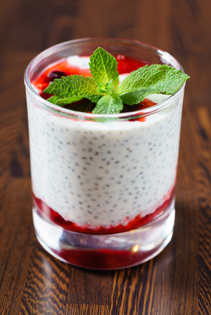 fitness dessert with chia seedsの写真素材