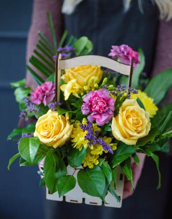 nice bouquet in the handsの写真素材