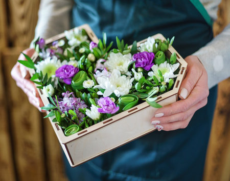 nice bouquet in the handsの写真素材