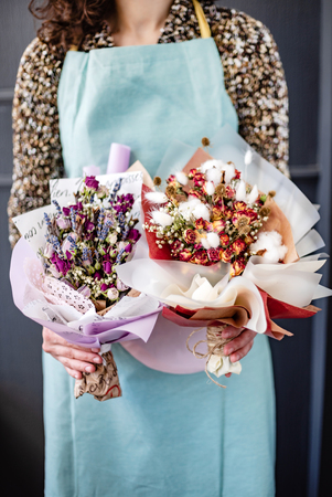 nice bouquet in the handsの写真素材