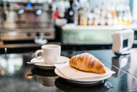 coffee with croissantの写真素材