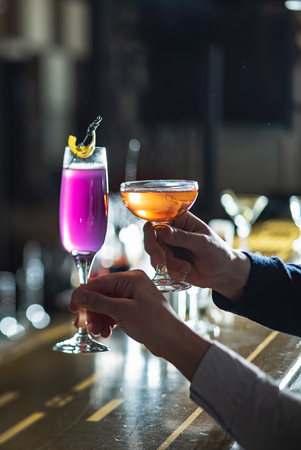 cocktails in the barの写真素材