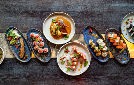 set in the japanese restaurantの写真素材
