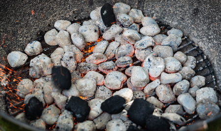 Background of burning hot coalsの写真素材