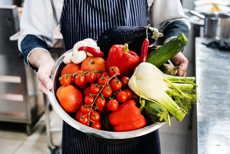 chef with vegetablesの写真素材